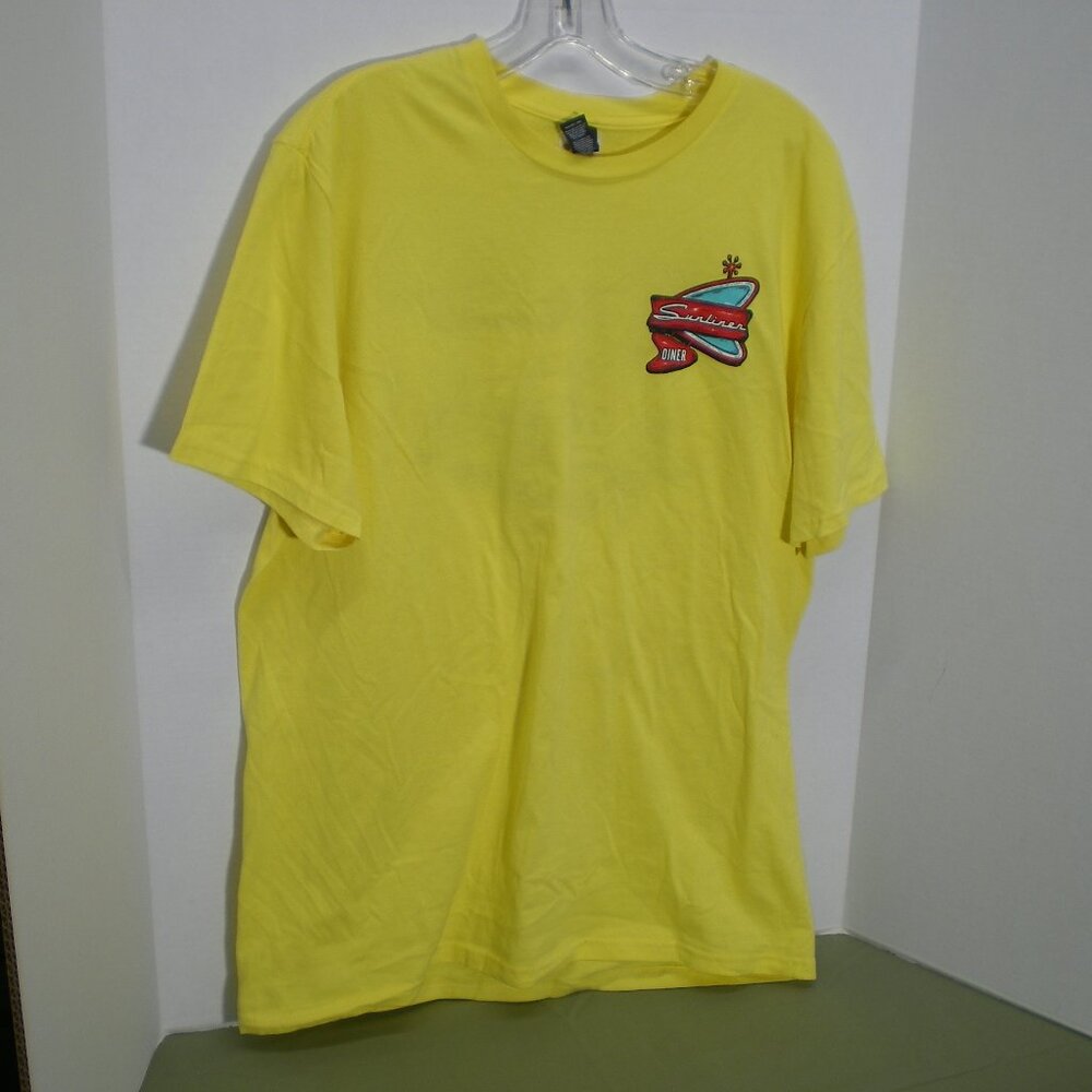 Sunliner Diner Bright Yellow Graphic Tee Shirt, Size Large